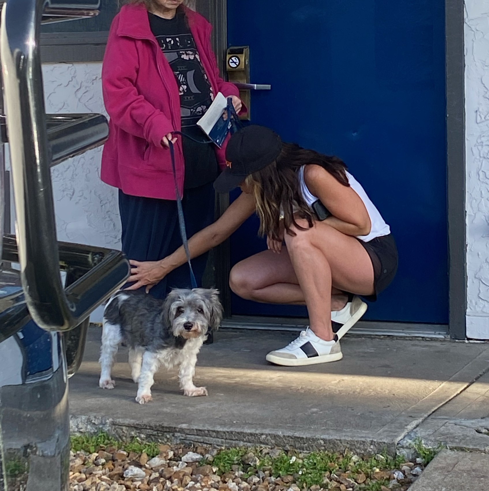 Visiting a resident at a motel door