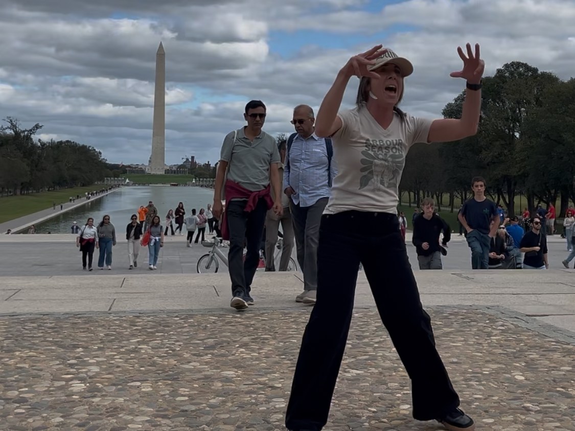 Preaching to passers-by on the National Mall, Washington DC